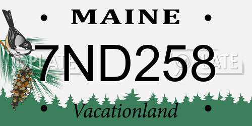 7ND258 Maine License Plate