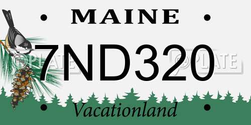 7ND320 Maine License Plate