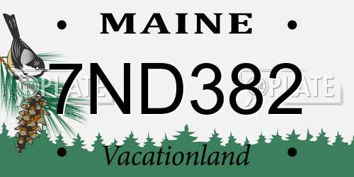 7ND382 Maine License Plate
