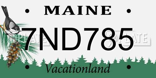 7ND785 Maine License Plate