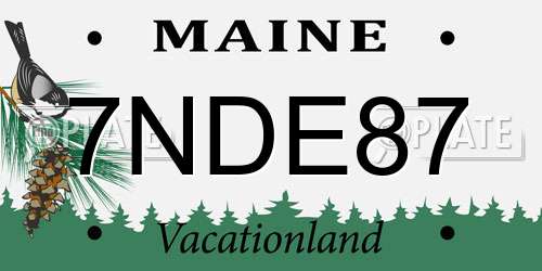 7NDE87 Maine License Plate