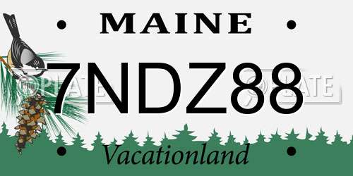 7NDZ88 Maine License Plate