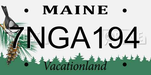 7NGA194 Maine License Plate
