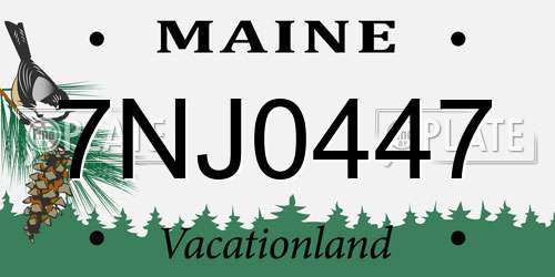 7NJ0447 Maine License Plate
