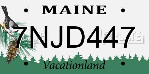 7NJD447 Maine License Plate