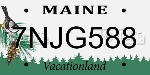 7NJG588 Maine License Plate