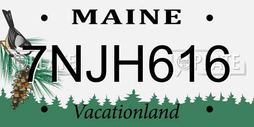 7NJH616 Maine License Plate