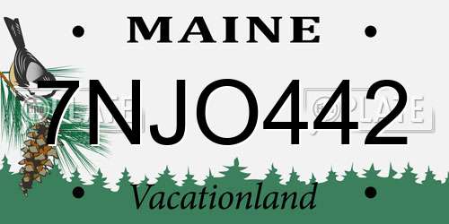 7NJO442 Maine License Plate