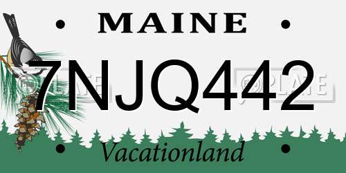 7NJQ442 Maine License Plate