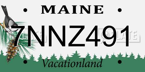 7NNZ491 Maine License Plate