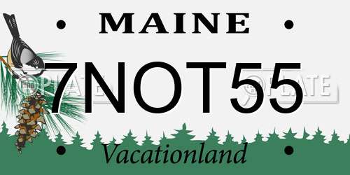 7NOT55 Maine License Plate