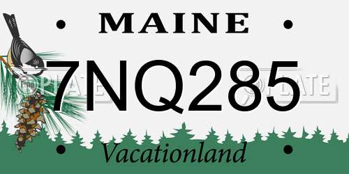 7NQ285 Maine License Plate