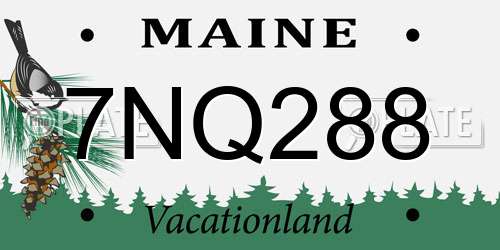 7NQ288 Maine License Plate