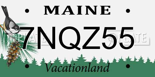 7NQZ55 Maine License Plate
