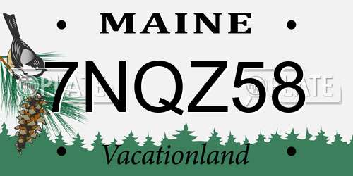 7NQZ58 Maine License Plate