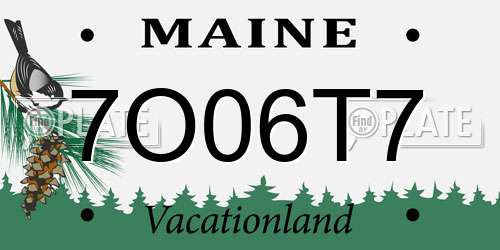 7O06T7 Maine License Plate