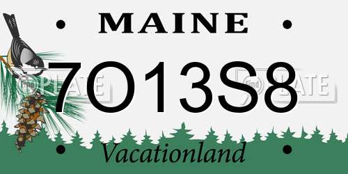 7O13S8 Maine License Plate