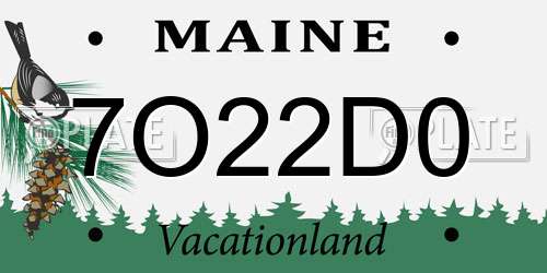 7O22D0 Maine License Plate