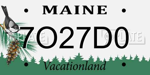 7O27D0 Maine License Plate