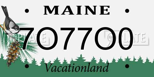 7O77O0 Maine License Plate