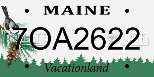 7OA2622 Maine License Plate