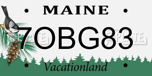 7OBG83 Maine License Plate