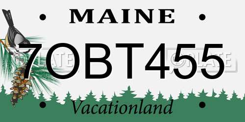7OBT455 Maine License Plate
