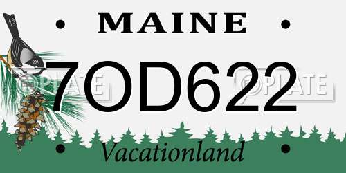 7OD622 Maine License Plate