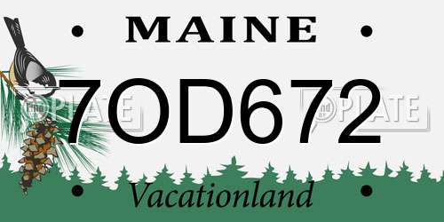 7OD672 Maine License Plate