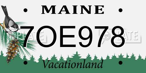 7OE978 Maine License Plate