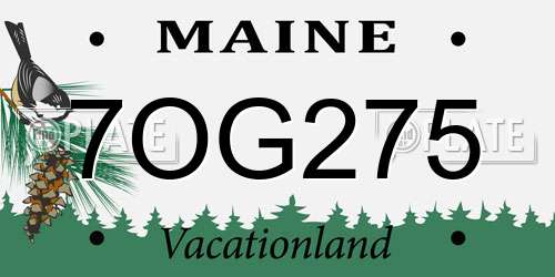7OG275 Maine License Plate