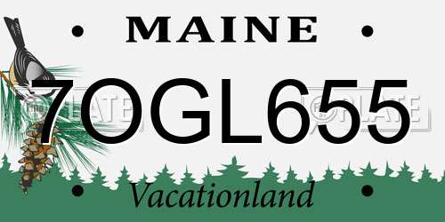 7OGL655 Maine License Plate