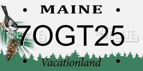 7OGT25 Maine License Plate