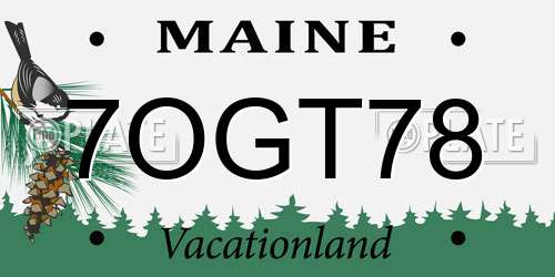 7OGT78 Maine License Plate