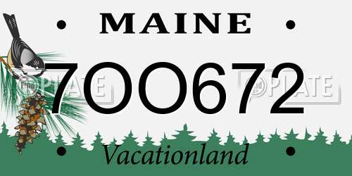 7OO672 Maine License Plate