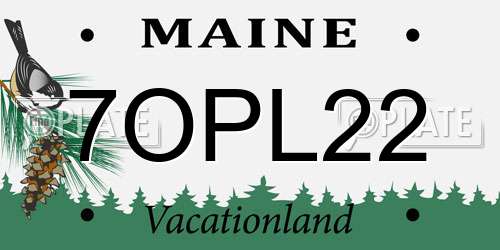 7OPL22 Maine License Plate