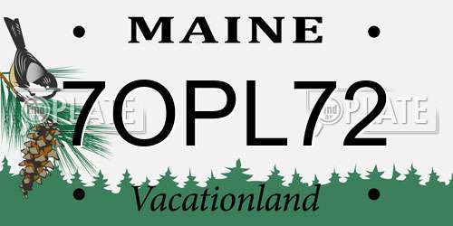 7OPL72 Maine License Plate