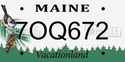 7OQ672 Maine License Plate