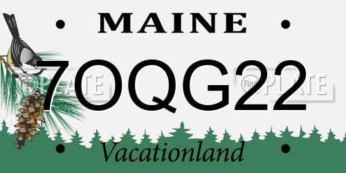 7OQG22 Maine License Plate