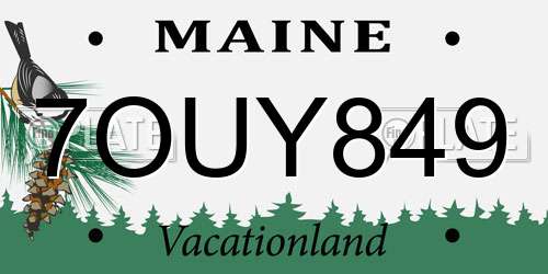 7OUY849 Maine License Plate