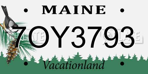 7OY3793 Maine License Plate