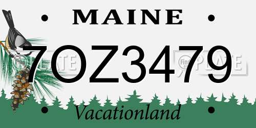 7OZ3479 Maine License Plate