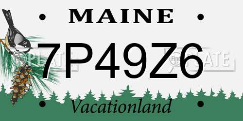 7P49Z6 Maine License Plate