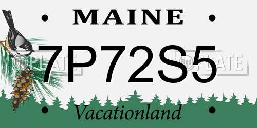 7P72S5 Maine License Plate