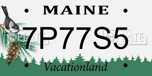 7P77S5 Maine License Plate