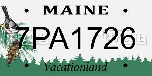 7PA1726 Maine License Plate