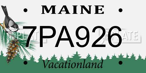 7PA926 Maine License Plate