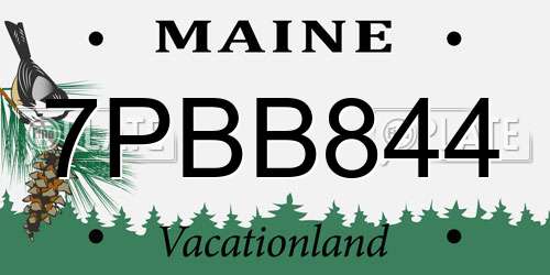 7PBB844 Maine License Plate