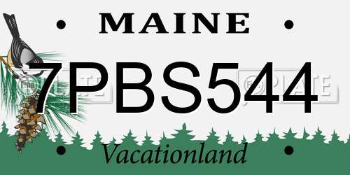 7PBS544 Maine License Plate