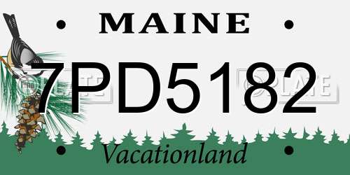 7PD5182 Maine License Plate